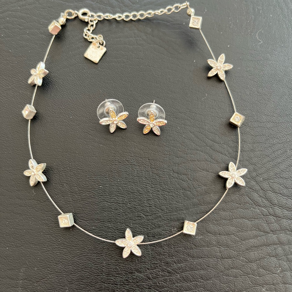 Rhinestone choker and earring set